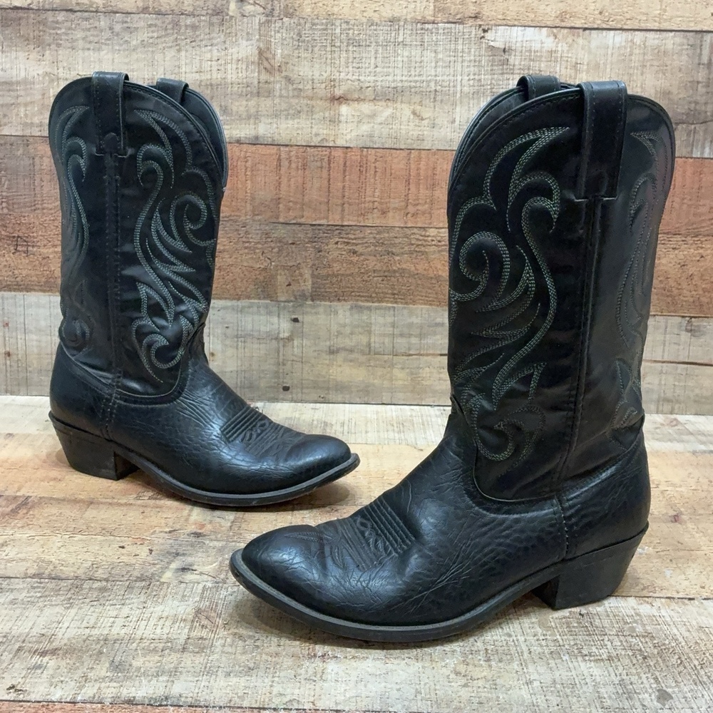 Laredo 15594 Boots Mens Size 8.5 EE Black Western Pointed Toe Cowboy Mid Calf